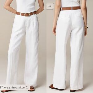 J.CREW Linen Pants Women 0 Wide Leg Essential Pant White Lined BW528